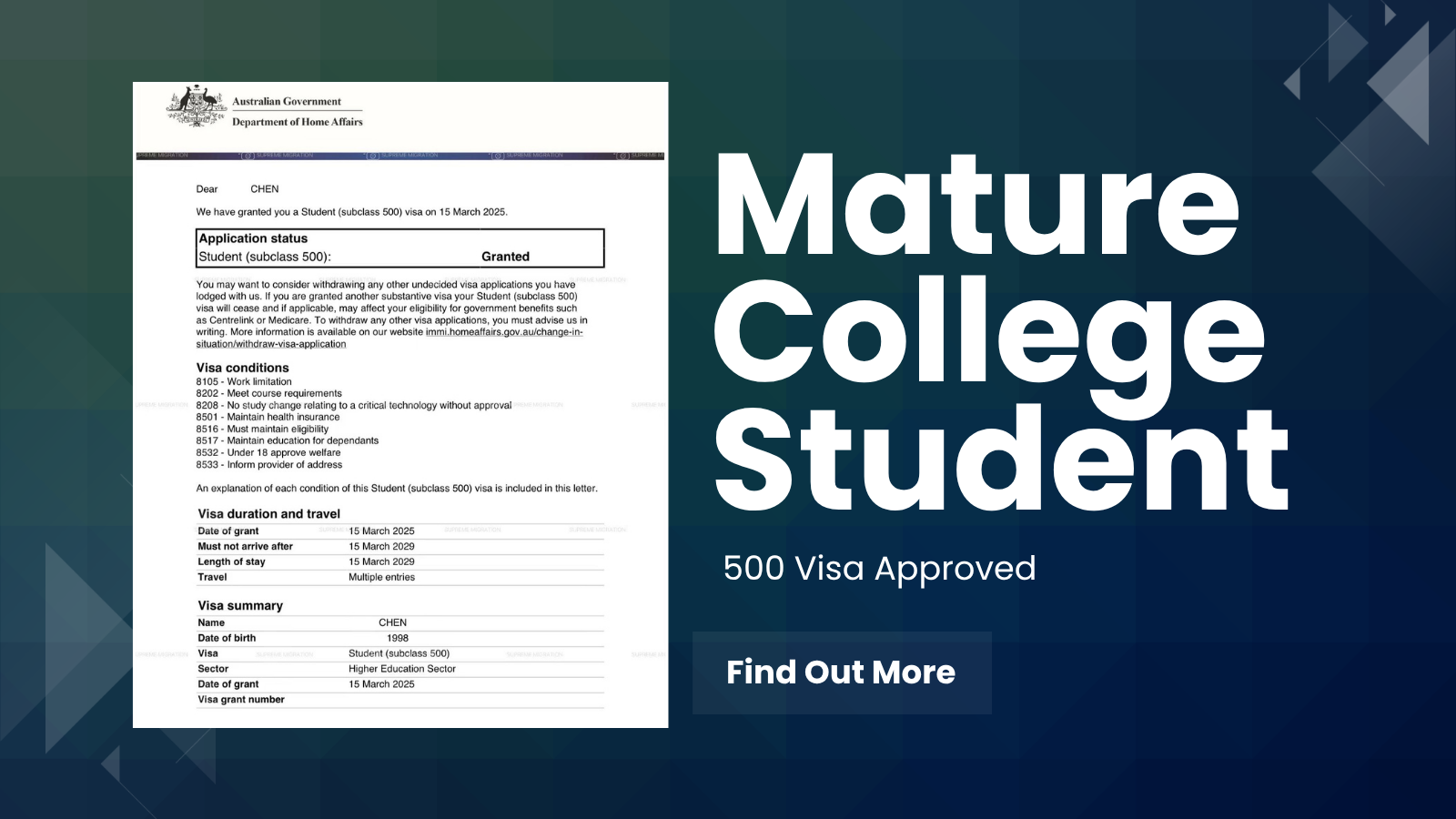 500 Visa Approved