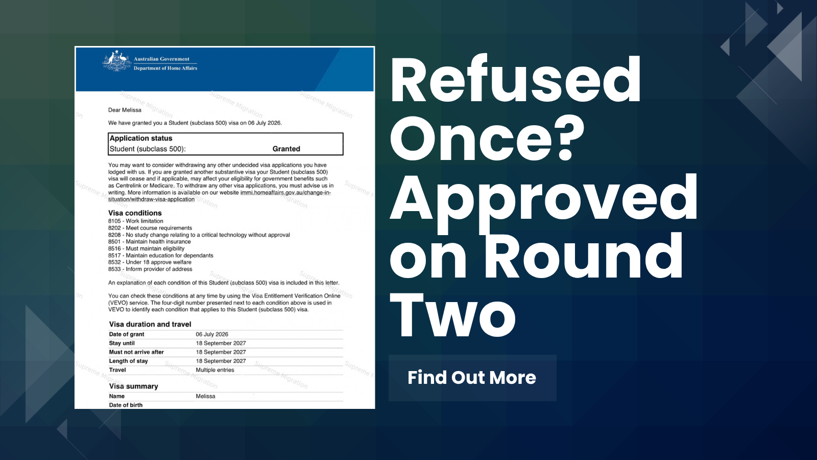 Offshore VET Visa Approved